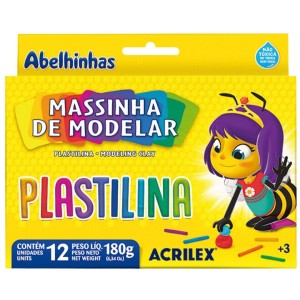 Massinha Base Cera 12 Cores 180gr Plastilina ACRILEX