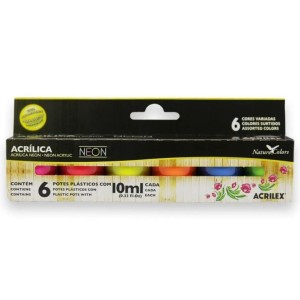 Tinta Acrilica 10ml 6 Cores Neon ACRILEX