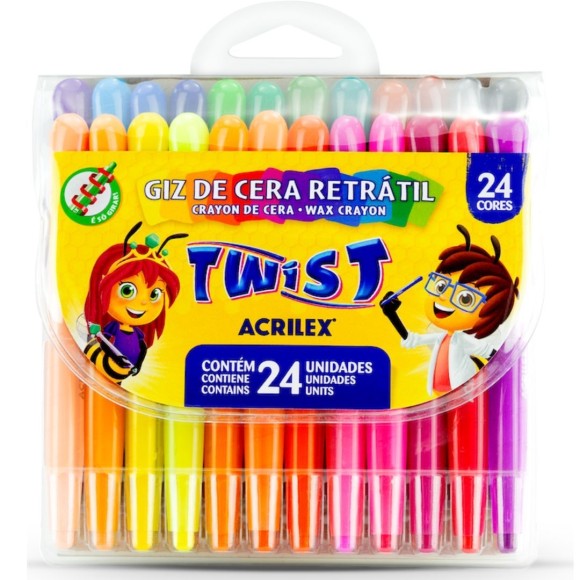 Giz de Cera 24 Cores Retrátil Twist ACRILEX