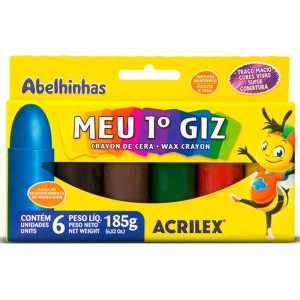 Giz de Cera 06 Cores Meu 1º Giz ACRILEX