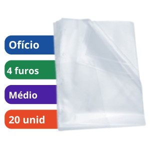 Saco Plástico PP Oficio 4 Furos 24x33 Com 20 Medio 0.12 ACP