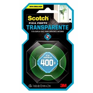 FITA DUPLA FACE 12MM X 2M FIXA FORTE 400g SCOTCH 3M