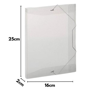 Pasta Plastica Com Elastico 1/4 Pequena Lombada 20mm Cristal ACP