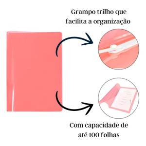 Pasta Plastica Oficio Com Grampo Trilho Vermelha ACP