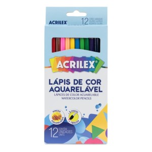 Lapis de Cor 12 Cores Aquarelavel Sextavado ACRILEX