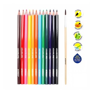 Lapis de Cor 12 Cores Aquarelavel Sextavado ACRILEX