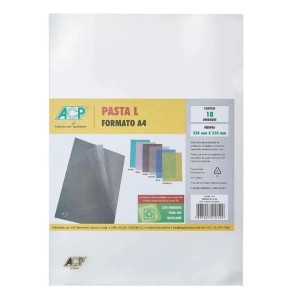 Pasta Plastica A4 em L Cristal Com 10 Unidades ACP