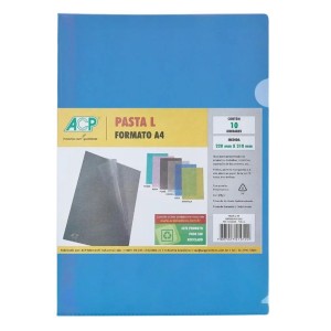 Pasta Plastica A4 em L Azul Com 10 Unidades ACP