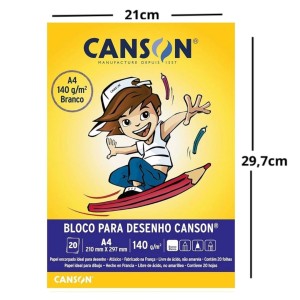 Bloco Para Desenho A4 Branco 140GR Com 20 Folhas CANSON