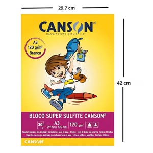 Bloco Para Desenho A3 Branco 120gr Com 30 Folhas CANSON