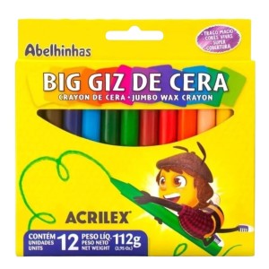 Giz de Cera Gizao 12 Cores Redondo ACRILEX