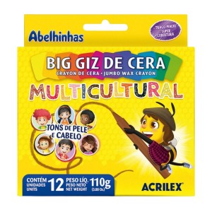 Giz de Cera Big Multicultural 12 Cores ACRILEX