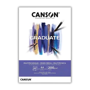 Bloco Para Desenho A4 Branco 200GR Com 20 Folhas Graduate Multi Técnica CANSON
