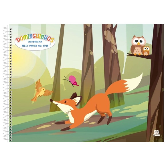 Caderno De Desenho Meia Pauta Espiral Capa Dura Dominguinhos ANIMATIVA