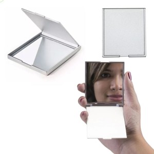 Espelho de Bolsa Portátil Quadrado Prata