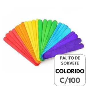 Palito De Sorvete Ponta Redonda Colorido Com 100 - THEOTO