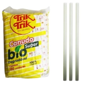 Canudo Plastico Biodegradavel C/120 Unidades Super Grosso