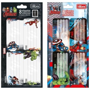 ETIQUETA ESCOLAR C/8 UNIDADES AVENGERS ASB PRETA TILIBRA