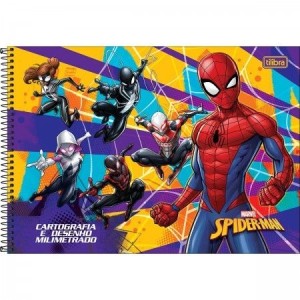 CADERNO DESENHO MILIMETRADO 80FLS HOMEM ARANHA TILIBRA
