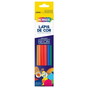 Lápis de Cor Neon com 6 cores – Acrilex