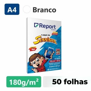 Papel Sulfite/Opaline A4 180g/m² 50 Folhas Branco Senninha REPORT