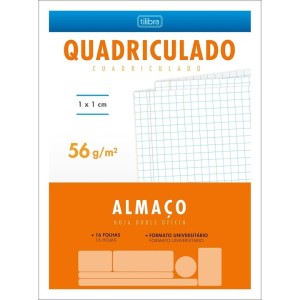 PAPEL ALMACO QUADRICULADO 10X10 PACOTE C/16 FOLHAS 56G TILIBRA