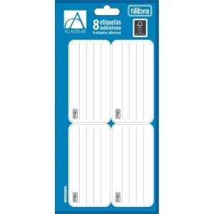 ETIQUETA ESCOLAR C/8 UNIDADES BORDA BRANCA ACADEMIE TILIBRA