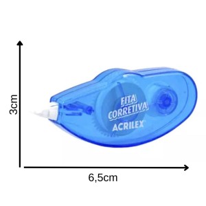 Corretivo Fita 5mmx3m Azul ACRILEX - Caixa C/24 Unidades
