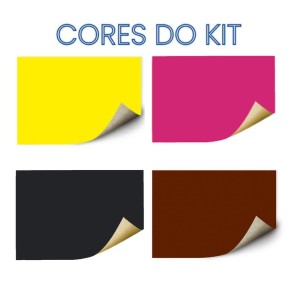 Kit Papel Cartao Folha 48X66cm Preto/Rosa/Amarelo/Marrom
