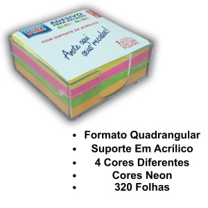 POST-IT 76X76 NEON C/SUPORTE C/320FLS KZ2025 KAZ
