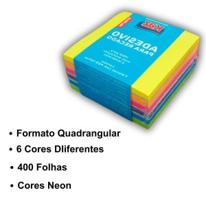 POST-IT 76X76 C/6 CORES NEON C/400FLS KZ2017 KAZ