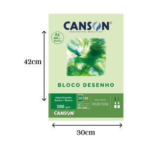 Bloco Para Desenho A3 Branco 200gr Com 20 Folhas CANSON