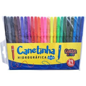 Canetinha Hidrografica 24 Cores Gatte Make +