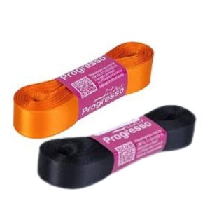 Fita de Cetim 15mm x 10 metros Preta e Laranja