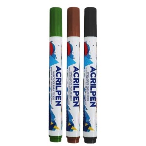 Caneta Tecido Acrilpen Preta/Marrom/Verde ACRILEX