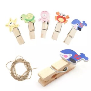 Prendedor Mini de Madeira Decorado com 10 Unidades