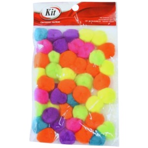 Pompom Sintético Colorido 20mm com 45 Unidades