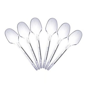 Colher Plástica Descartável Sobremesa Cristal – Pacote com 50 Unidades