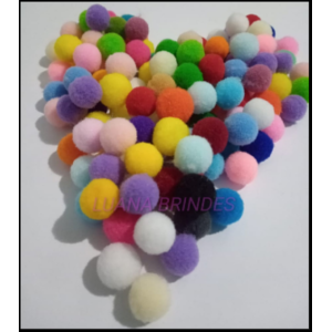 Pompom Sintético Colorido 15mm – Pacote com 80 Unidades