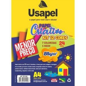 Bloco Criativo Lumi A4 12 Cores 24 Folhas 85g USAPEL