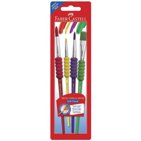 PINCEL SOFT TOUCH C/4 UNIDADES FABER CASTELL