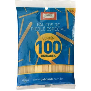 Palito De Sorvete Ponta Redonda Natural Com 100